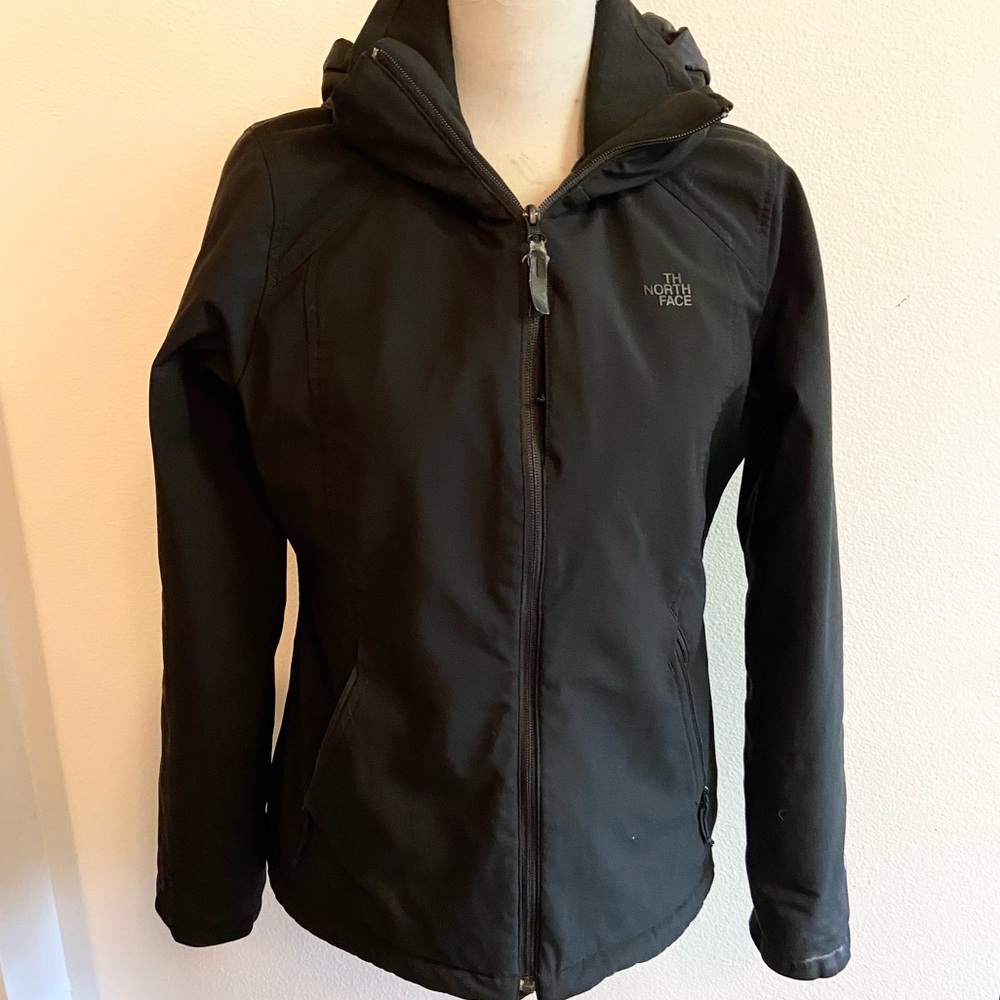 The north face jacket black sz medium removable hood